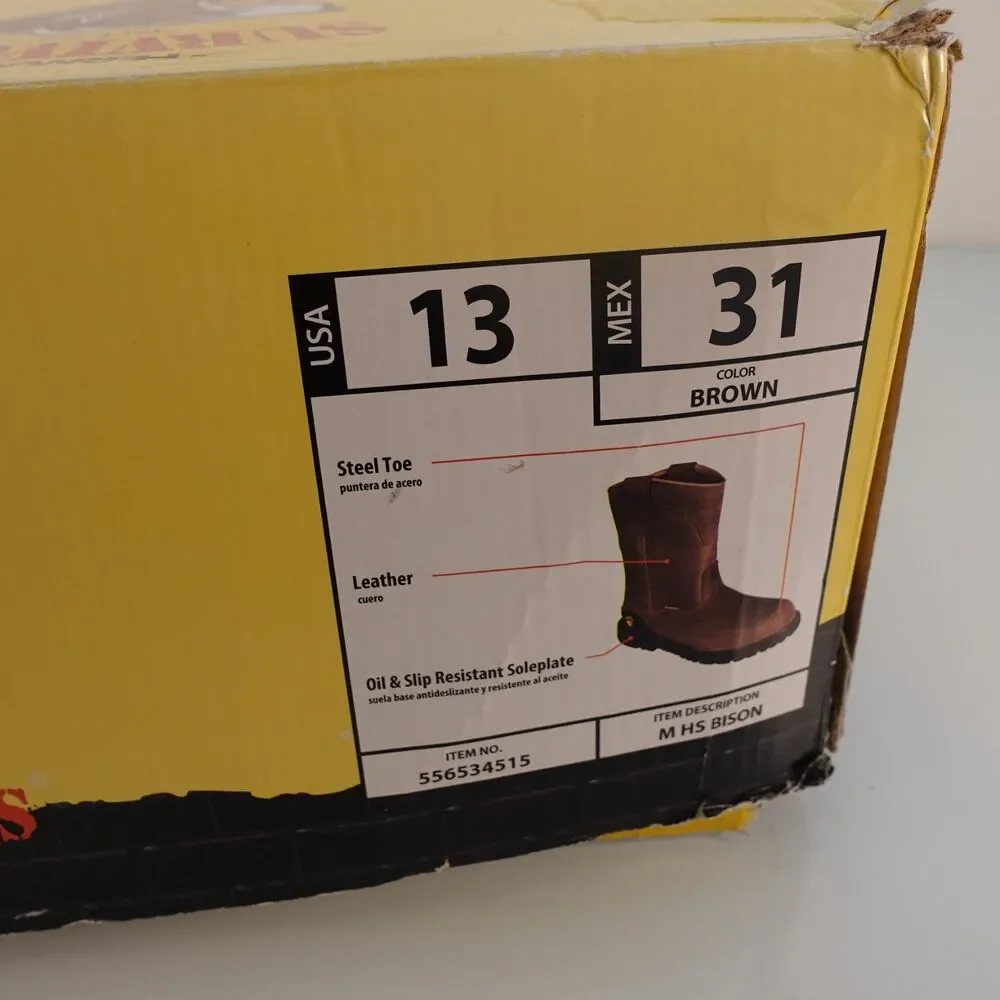 Herman Survivors Bison Mens Steel Toe Work Boots Sz 13 Oil Resistant Waterproof